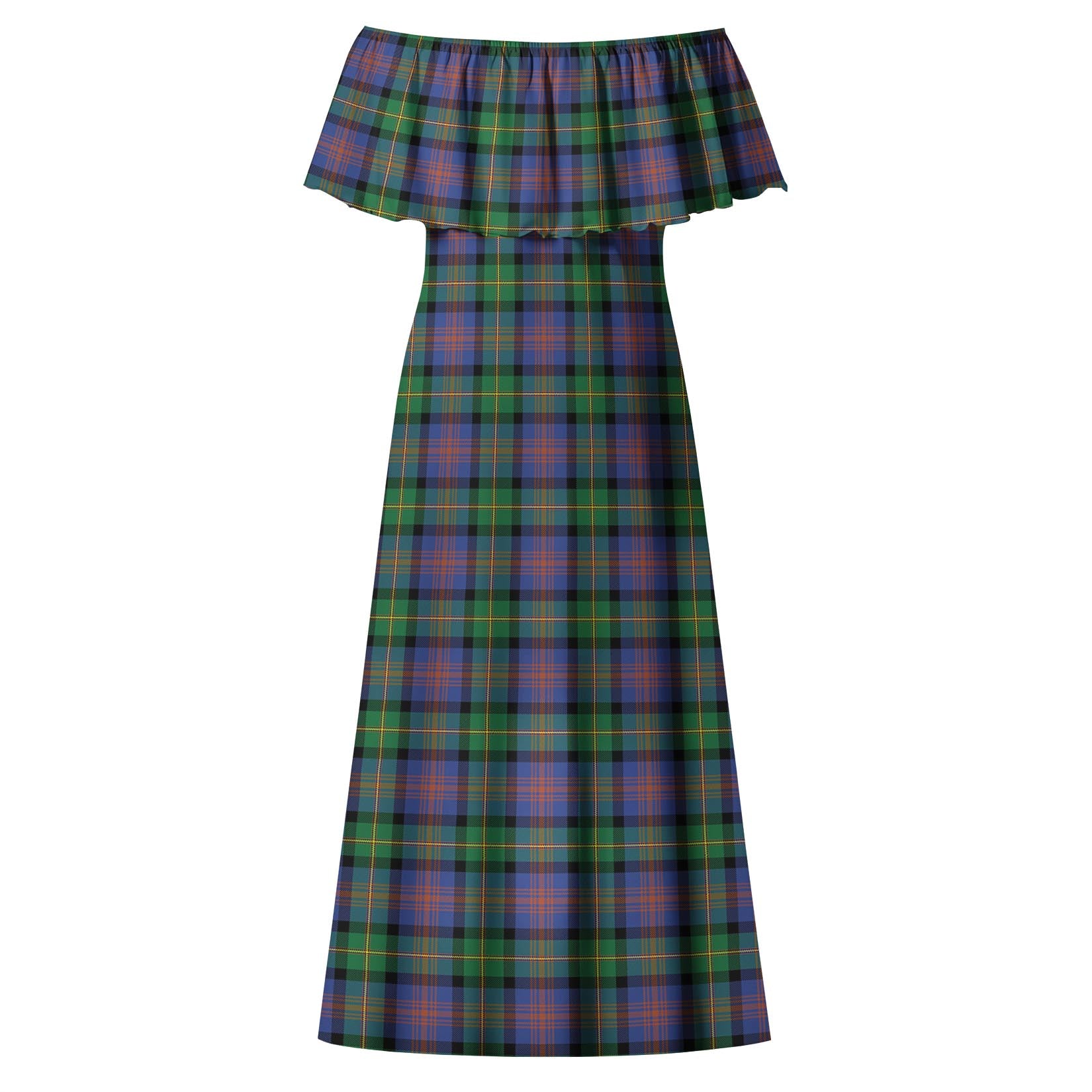 Logan Ancient Tartan Off Shoulder Long Dress - Tartanvibesclothing