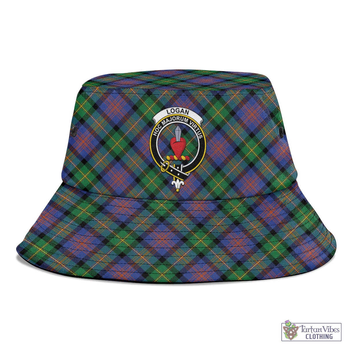 Tartan Vibes Clothing Logan Ancient Tartan Bucket Hat with Family Crest