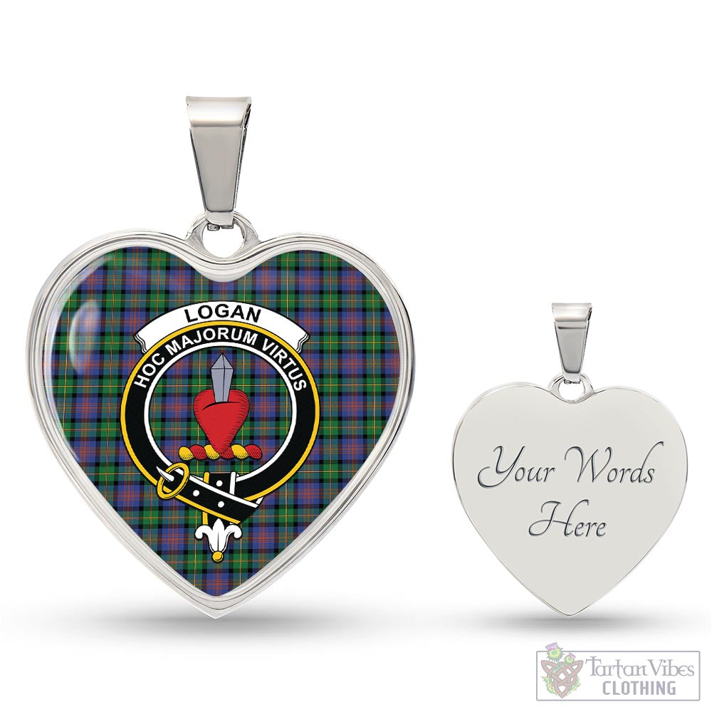 Tartan Vibes Clothing Logan Ancient Tartan Heart Necklace with Family Crest