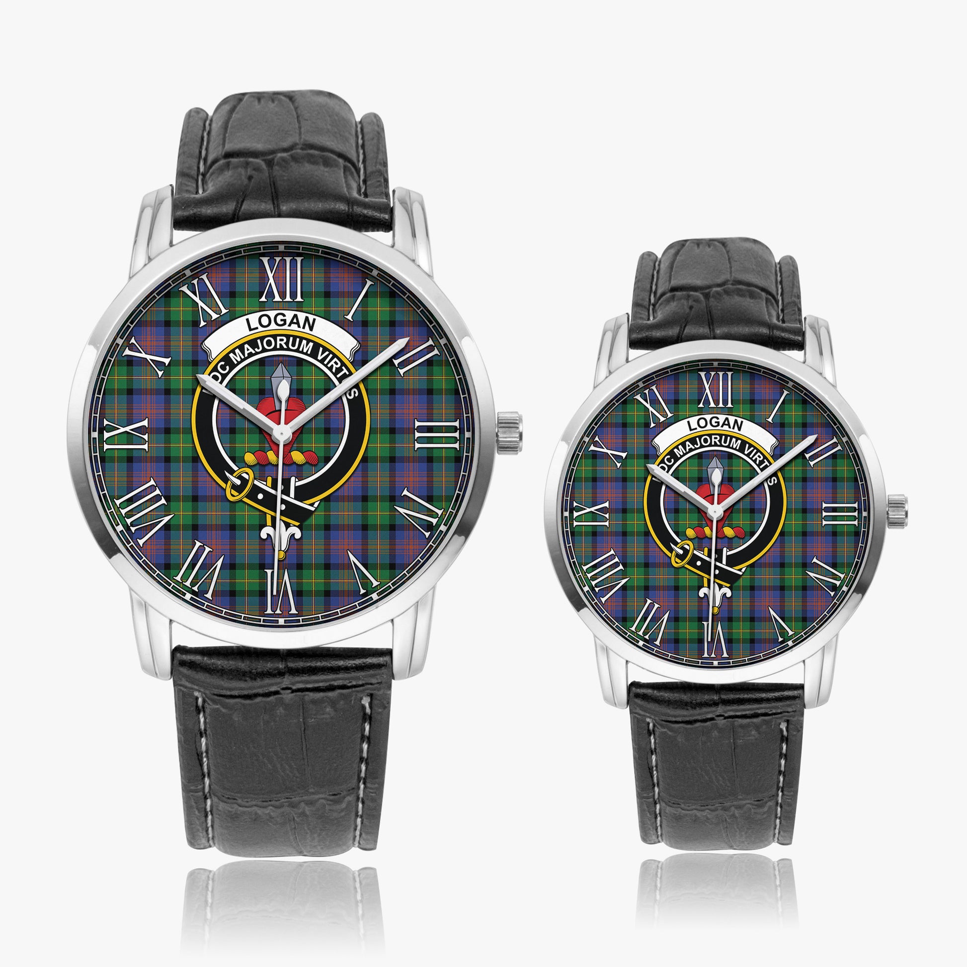 Logan Ancient Tartan Family Crest Leather Strap Quartz Watch - Tartanvibesclothing