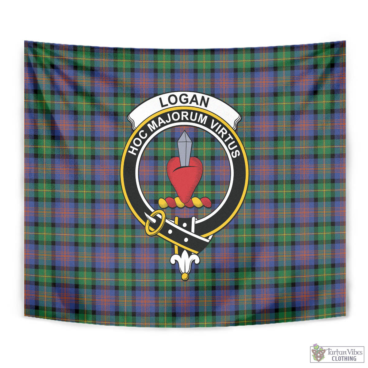 Tartan Vibes Clothing Logan Ancient Tartan Tapestry Wall Hanging and Home Decor for Room with Family Crest