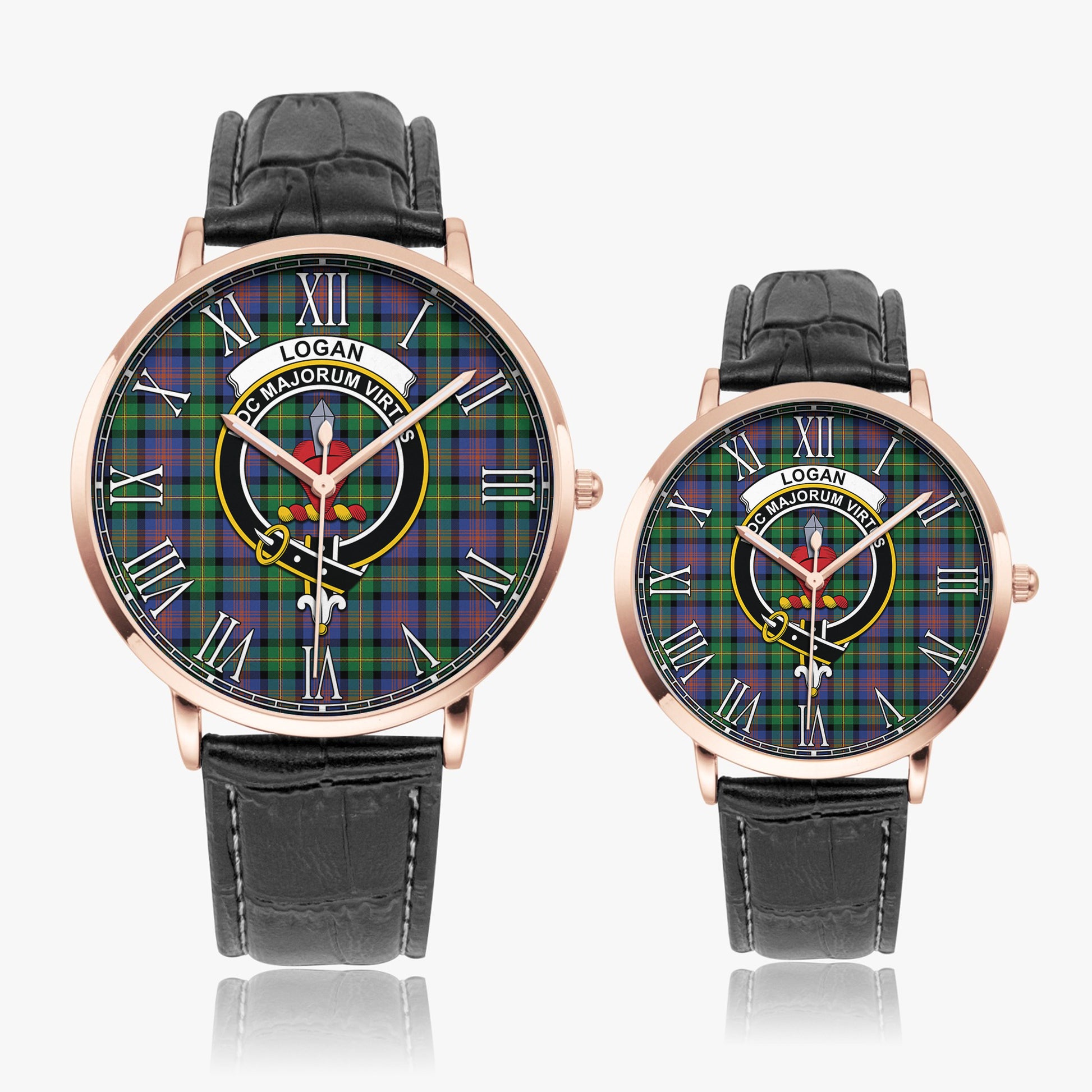 Logan Ancient Tartan Family Crest Leather Strap Quartz Watch - Tartanvibesclothing