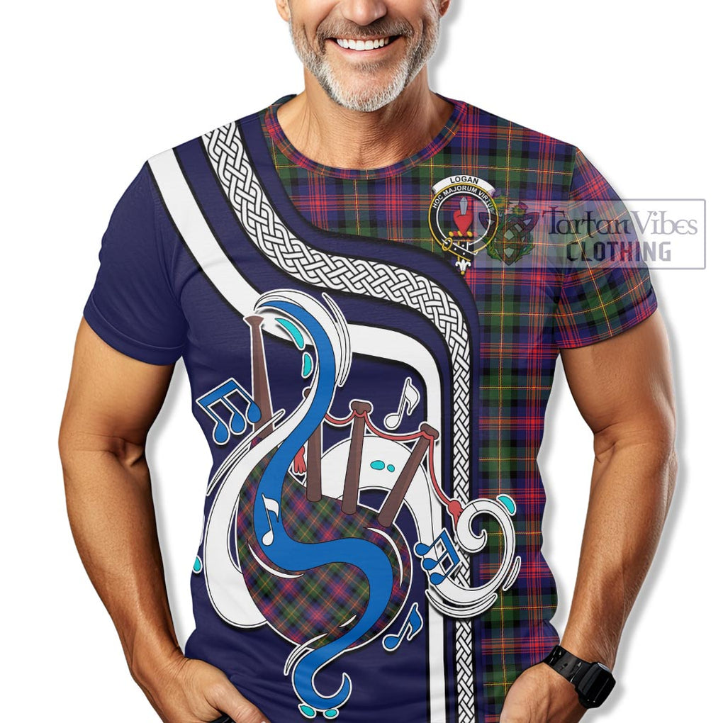 Logan Tartan T-Shirt with Epic Bagpipe Style Kid's Shirt - Tartanvibesclothing Shop