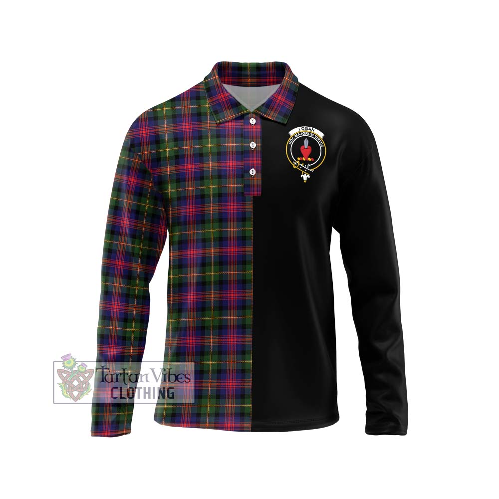 Logan Tartan Long Sleeve Polo Shirt with Family Crest and Half Of Me Style Unisex - Tartanvibesclothing Shop