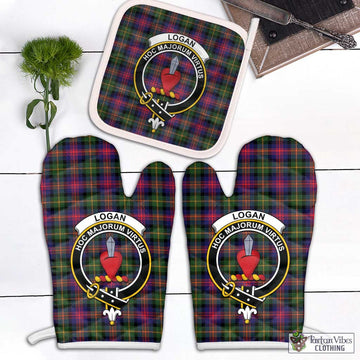Logan Tartan Combo Oven Mitt & Pot-Holder with Family Crest White - Tartan Vibes Clothing