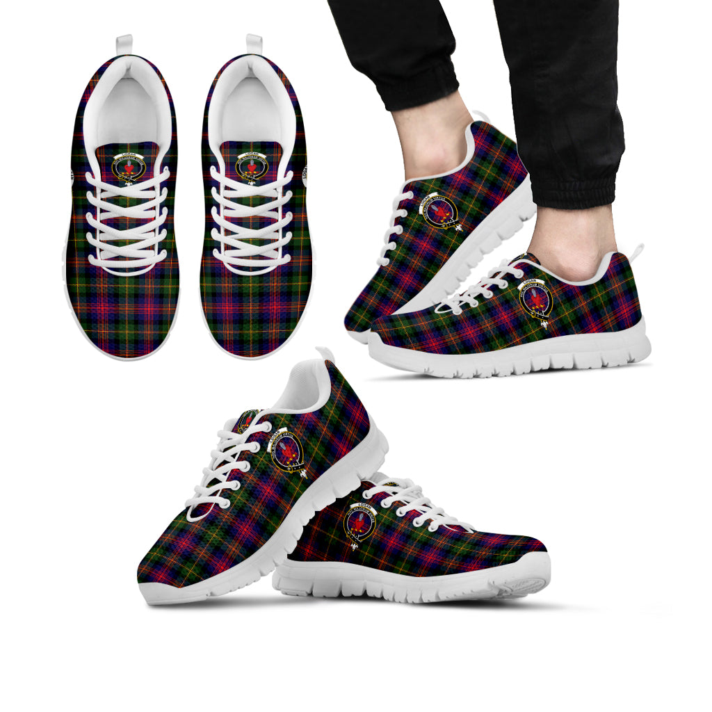 Logan Tartan Sneakers with Family Crest Kid's Sneakers - Tartan Vibes Clothing