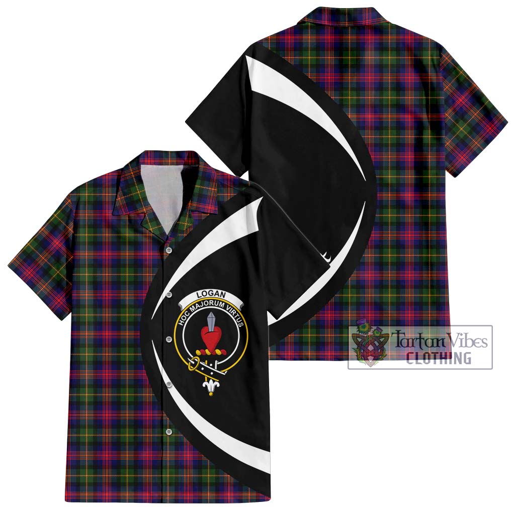 Logan Tartan Short Sleeve Button Up with Family Crest Circle Style Kid - Tartan Vibes Clothing