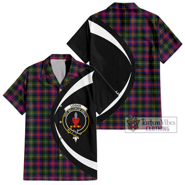 Logan Tartan Short Sleeve Button Up with Family Crest Circle Style