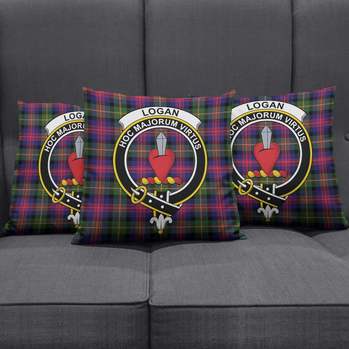 Logan Modern Tartan Pillow Cover with Family Crest Square Pillow Cover - Tartanvibesclothing