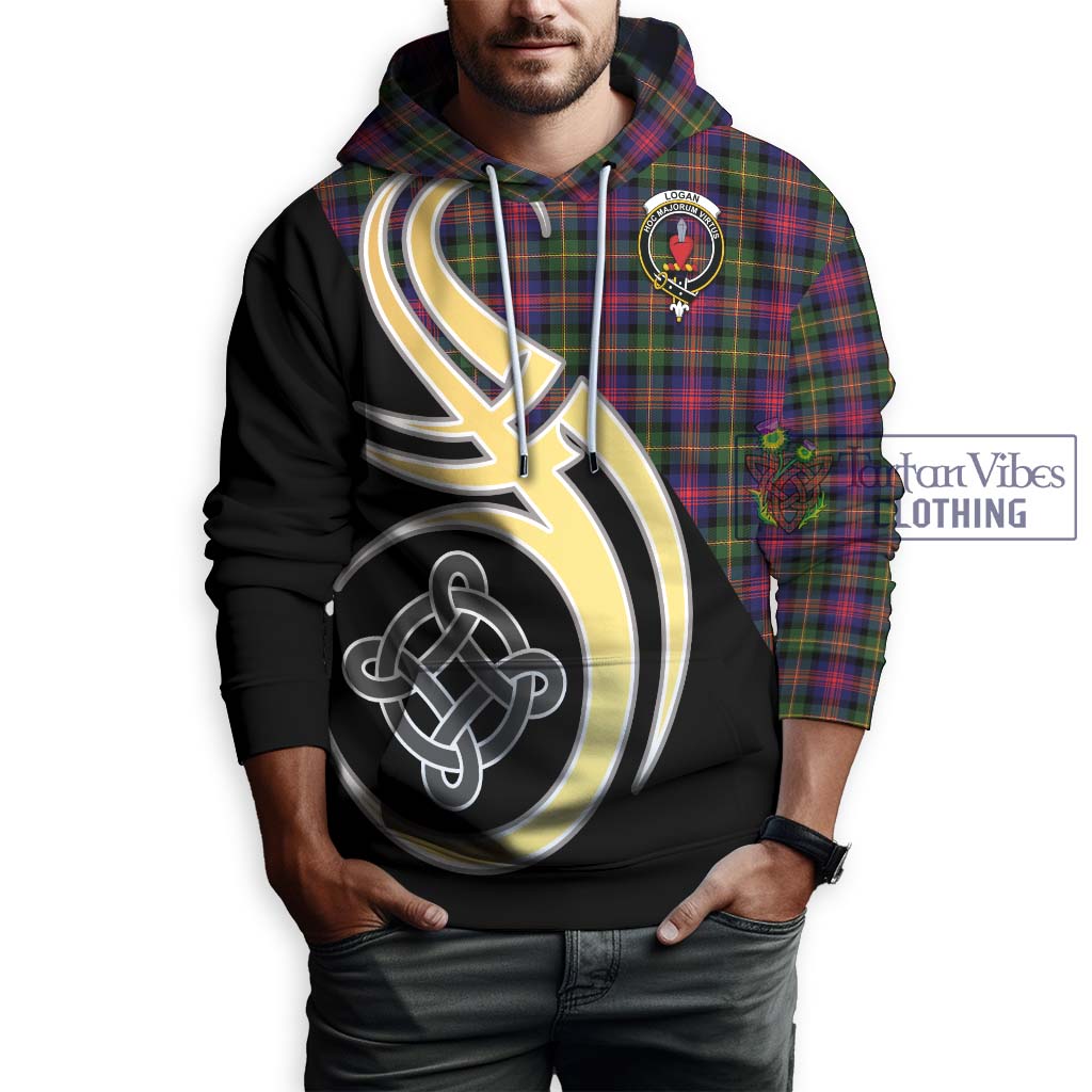 Logan Tartan Hoodie with Family Crest and Celtic Symbol Style Zip Hoodie - Tartan Vibes Clothing