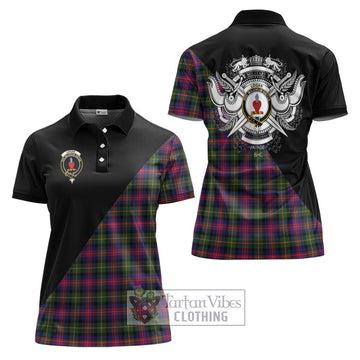 Logan Tartan Women's Polo Shirt with Family Crest and Military Logo Style