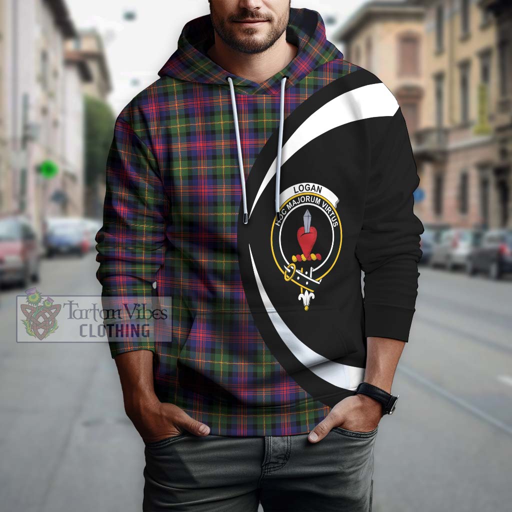 Tartan Vibes Clothing Logan Modern Tartan Hoodie with Family Crest Circle Style