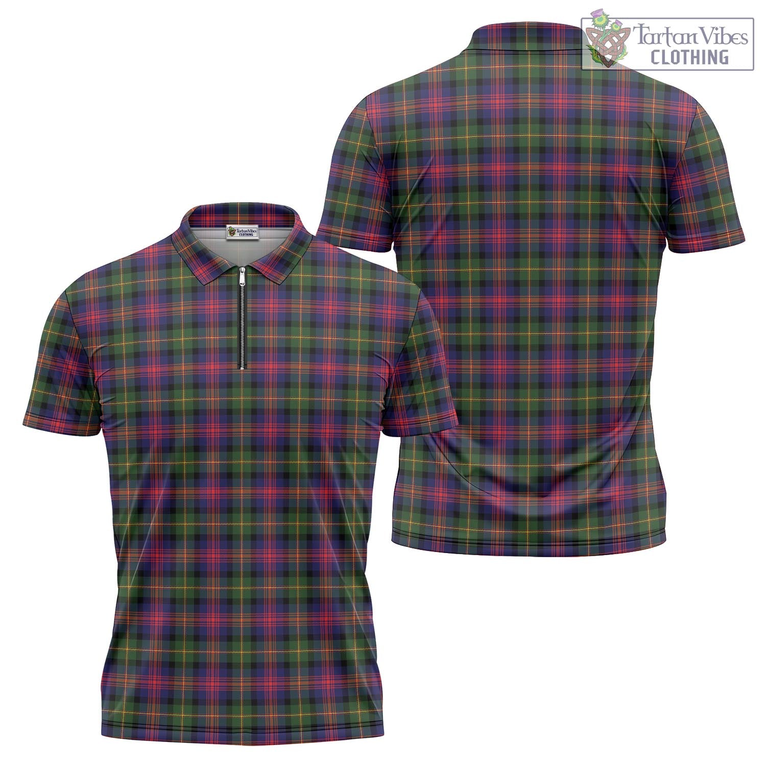 Tartan Vibes Clothing Logan Modern Tartan Zipper Polo Shirt