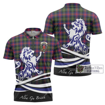 Logan Tartan Zipper Polo Shirt with Alba Gu Brath Regal Lion Emblem