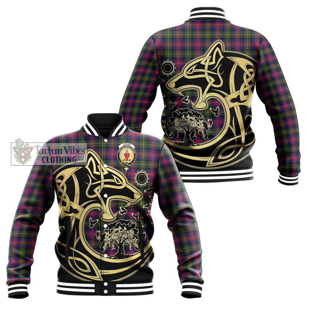 Logan Tartan Baseball Jacket with Family Crest Celtic Wolf Style Unisex - Tartan Vibes Clothing