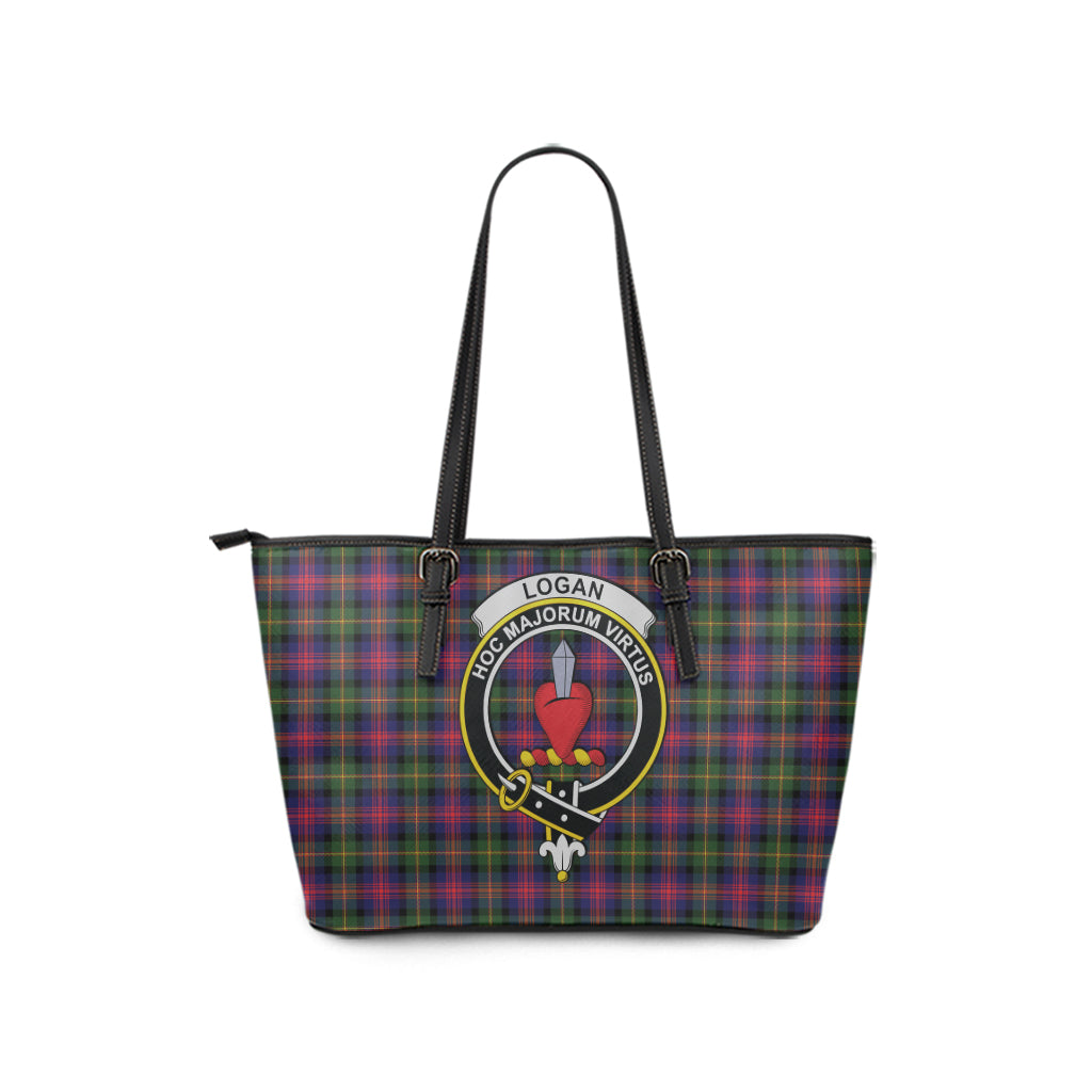 Logan Tartan Leather Tote Bag with Family Crest - Tartan Vibes Clothing