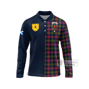 Logan Tartan Long Sleeve Polo Shirt Alba with Scottish Lion Royal Arm Half Style