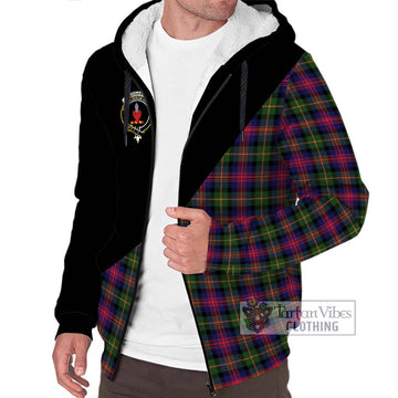 Logan Tartan Sherpa Hoodie with Family Crest and Military Logo Style