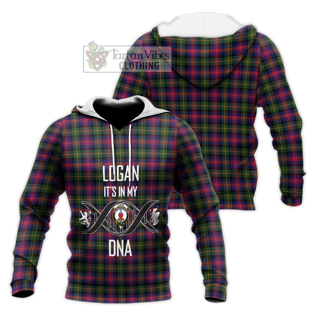 Logan Tartan Knitted Hoodie with Family Crest DNA In Me Style Unisex Knitted Pullover Hoodie - Tartanvibesclothing Shop