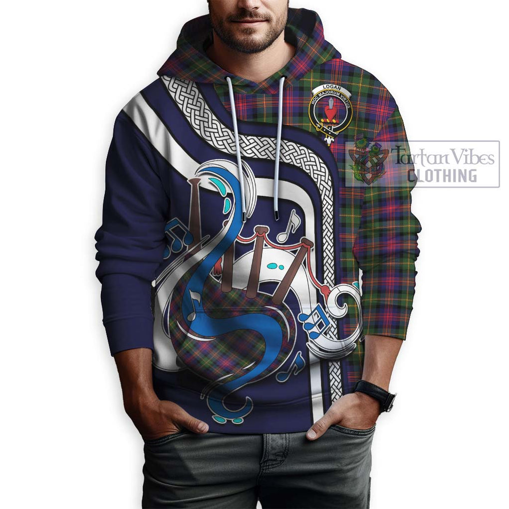 Logan Tartan Hoodie with Epic Bagpipe Style Zip Hoodie - Tartanvibesclothing Shop