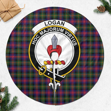 Logan Tartan Christmas Tree Skirt with Family Crest