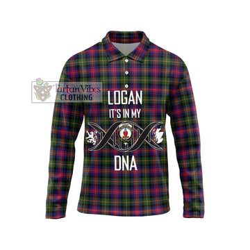 Logan Tartan Long Sleeve Polo Shirt with Family Crest DNA In Me Style