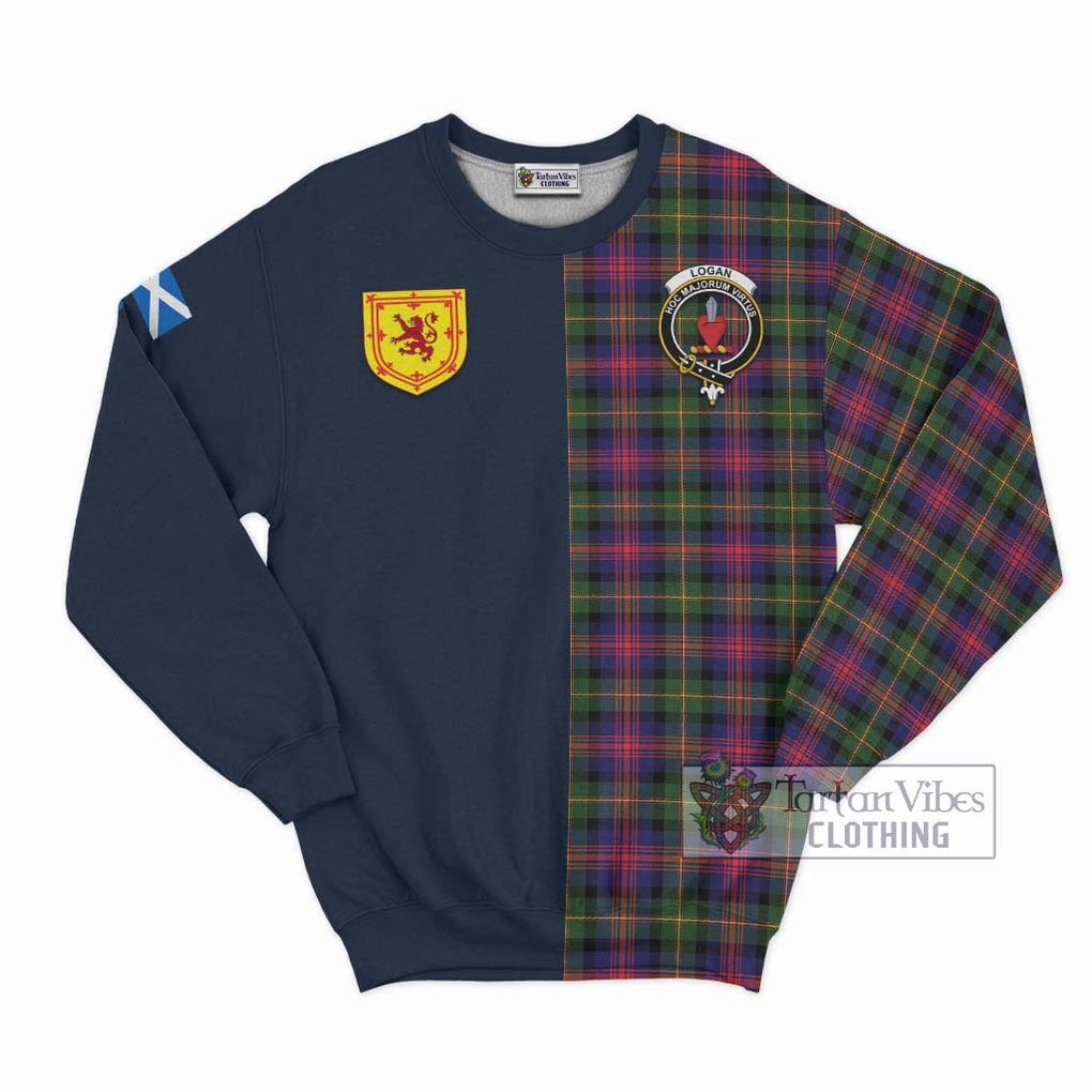 Logan Tartan Sweatshirt Alba with Scottish Lion Royal Arm Half Style Unisex - Tartan Vibes Clothing