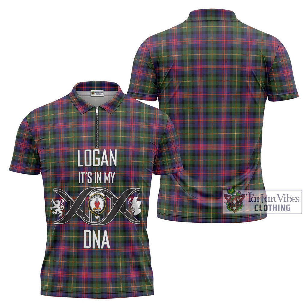 Logan Tartan Zipper Polo Shirt with Family Crest DNA In Me Style Unisex - Tartanvibesclothing Shop