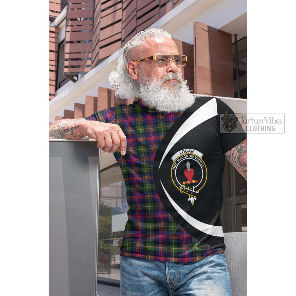 Tartan Vibes Clothing Logan Modern Tartan Cotton T-shirt with Family Crest Circle Style