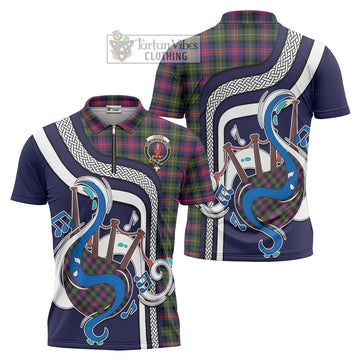 Logan Tartan Zipper Polo Shirt with Epic Bagpipe Style