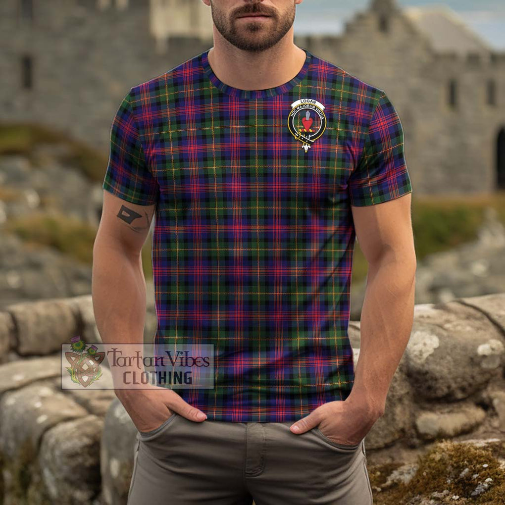 Logan Tartan Cotton T-Shirt with Family Crest Men's Shirt - Tartanvibesclothing Shop