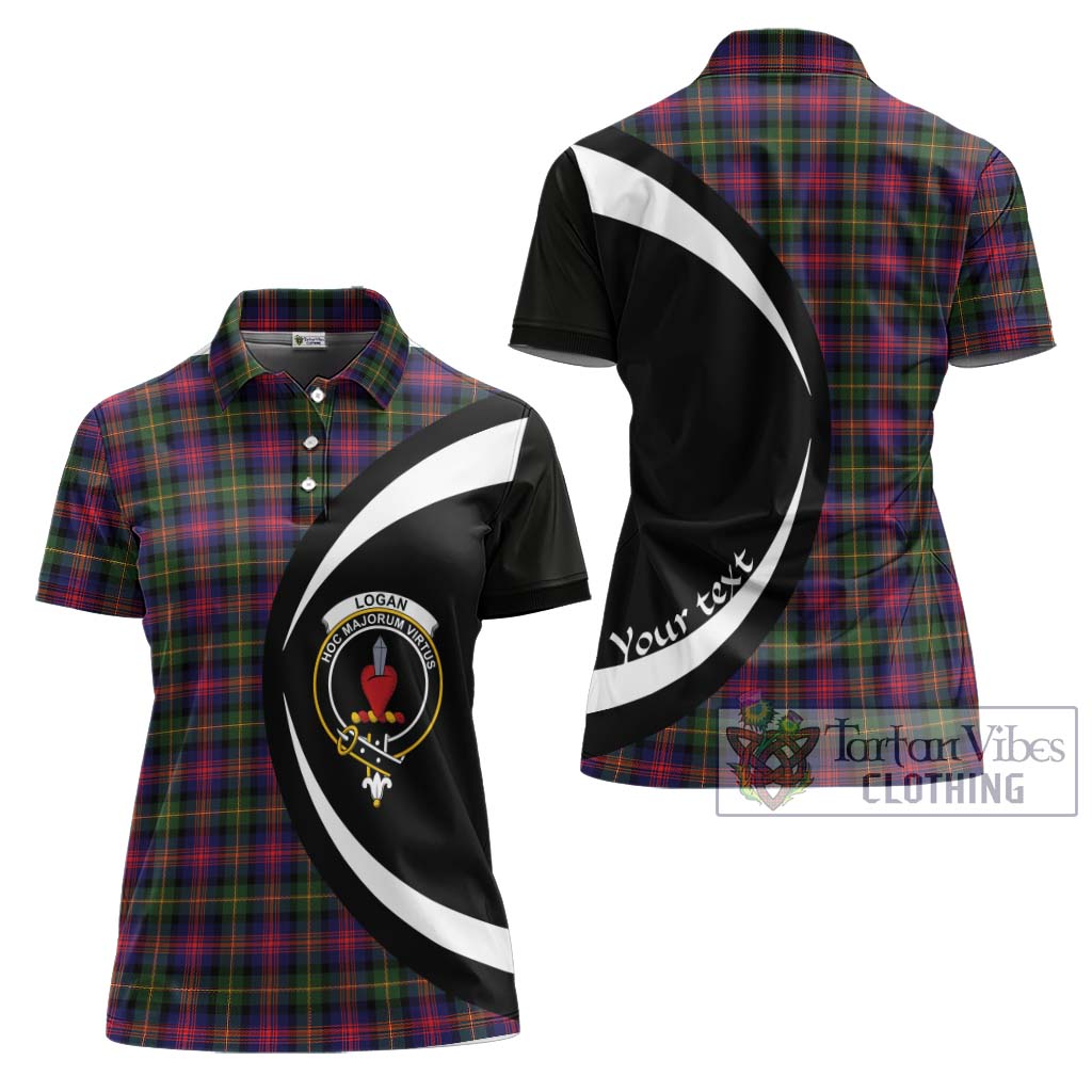 Logan Tartan Women's Polo Shirt with Family Crest Circle Style Women - Tartan Vibes Clothing