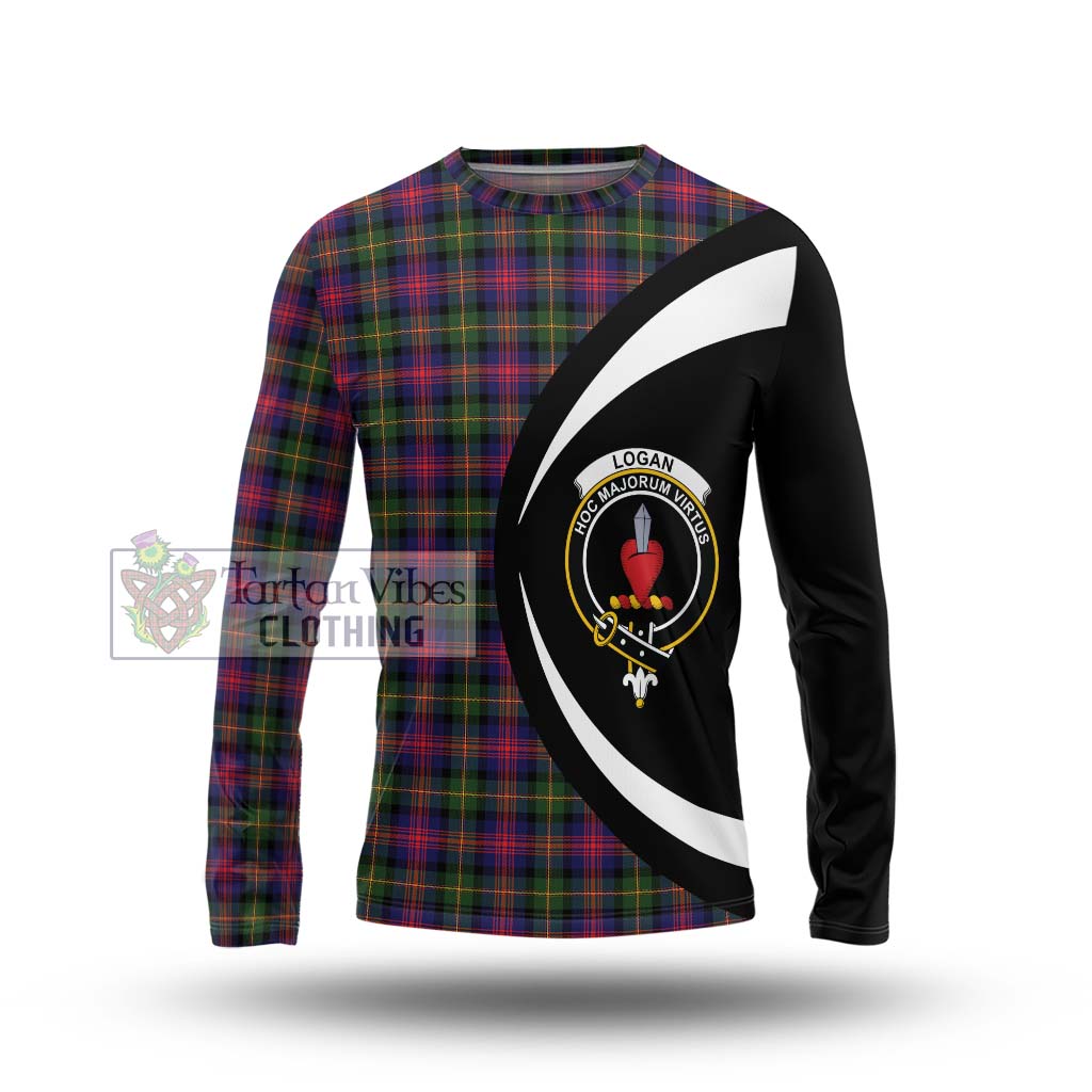 Logan Tartan Long Sleeve T-Shirt with Family Crest Circle Style Unisex - Tartan Vibes Clothing