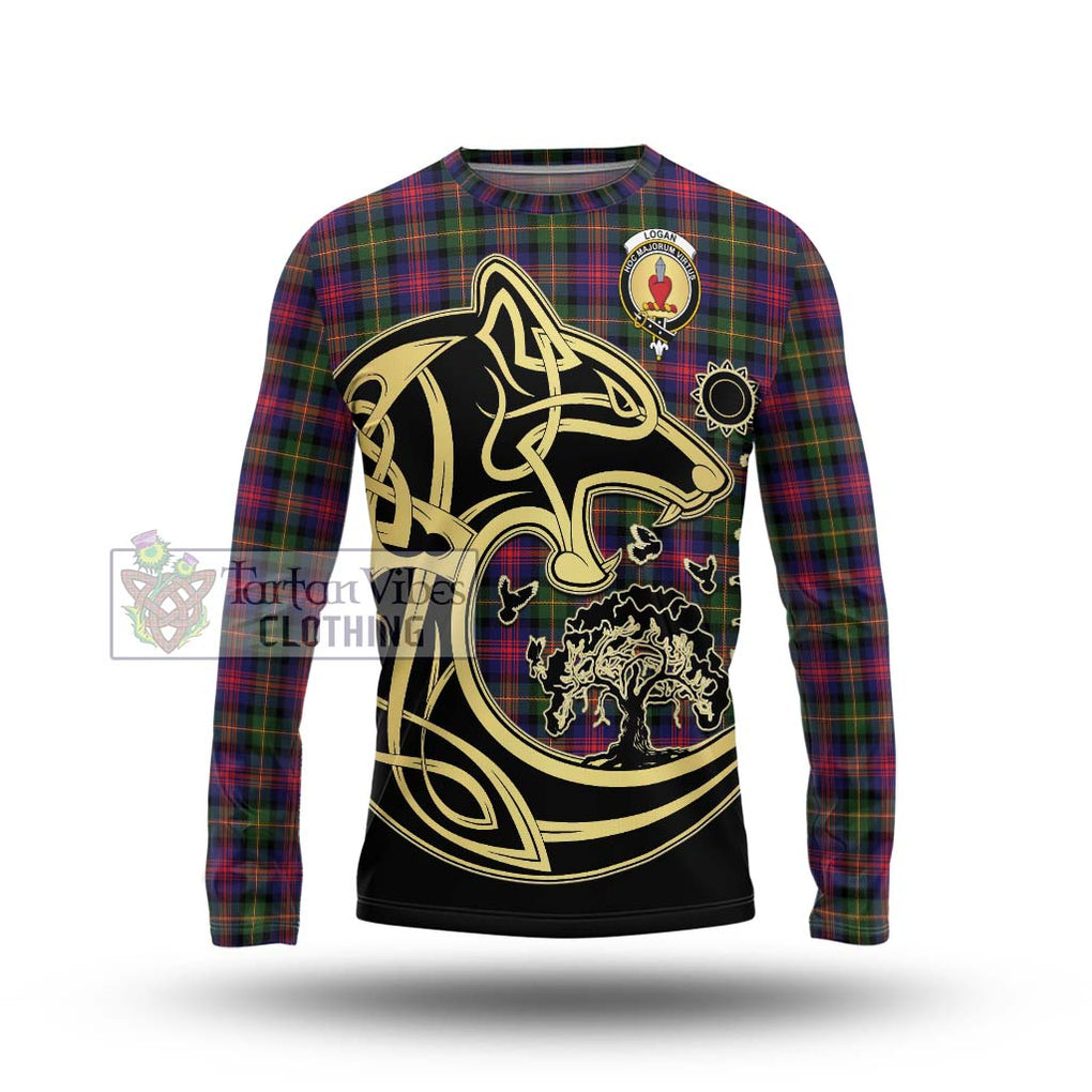 Logan Tartan Long Sleeve T-Shirt with Family Crest Celtic Wolf Style Unisex - Tartan Vibes Clothing