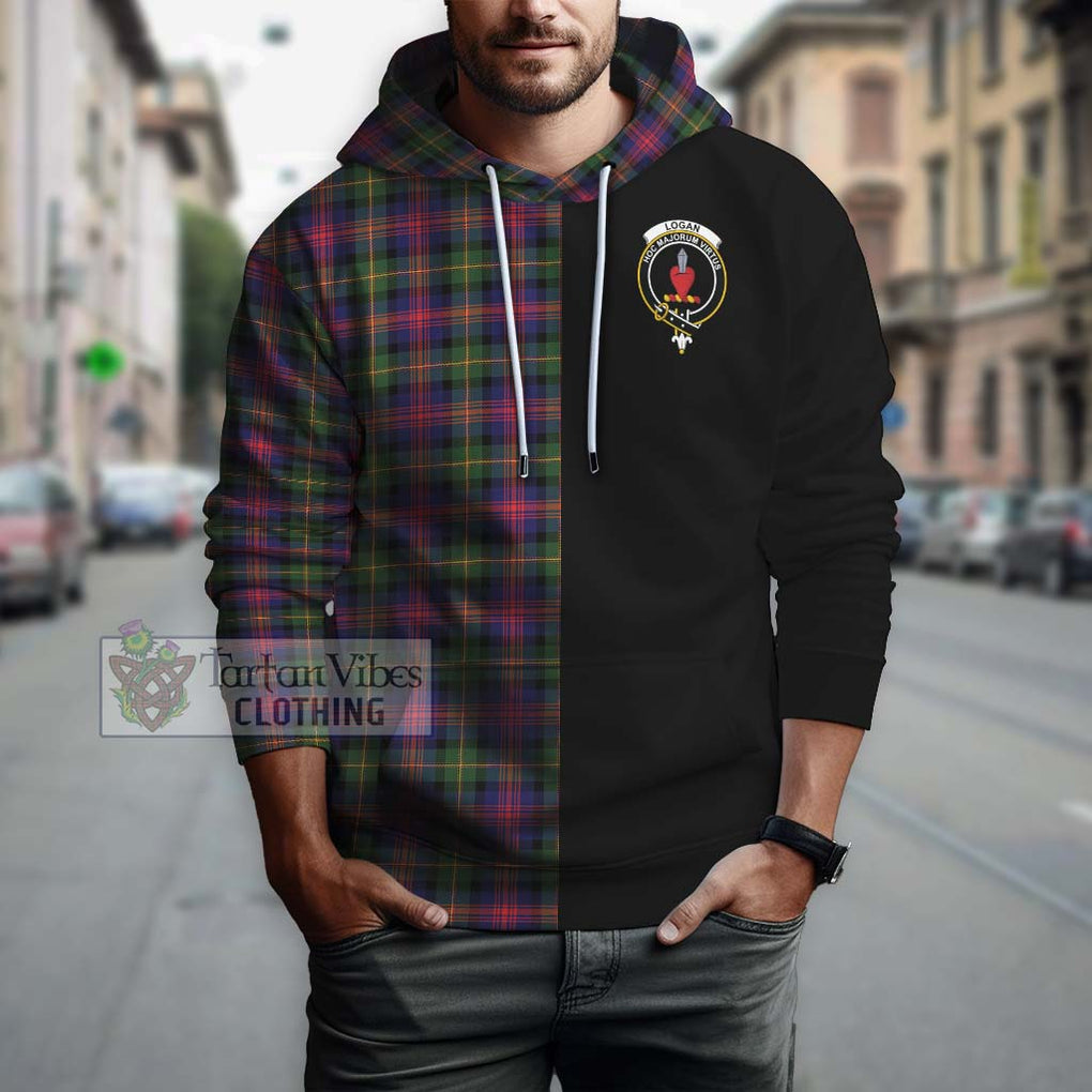 Logan Tartan Hoodie with Family Crest and Half Of Me Style Zip Hoodie - Tartanvibesclothing Shop