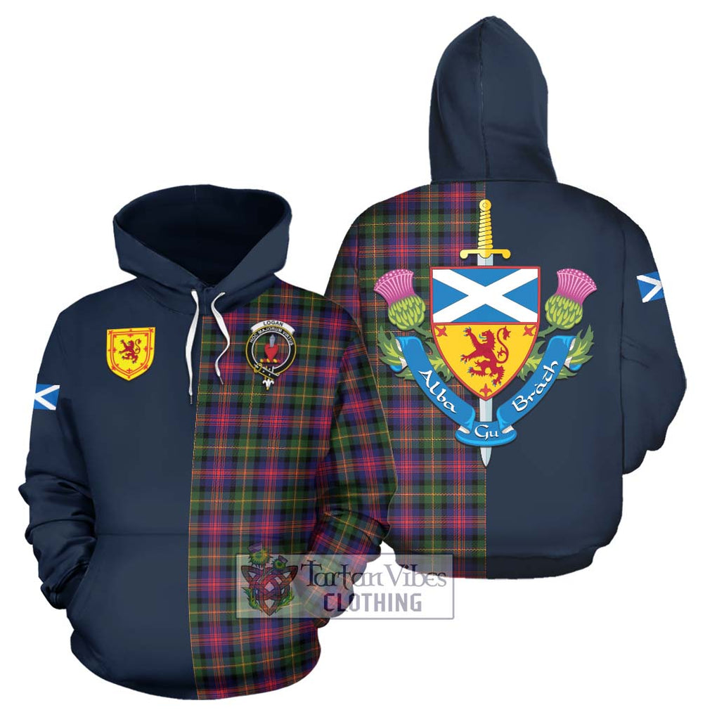 Tartan Vibes Clothing Logan Modern Tartan Hoodie with Scottish Lion Royal Arm Half Style