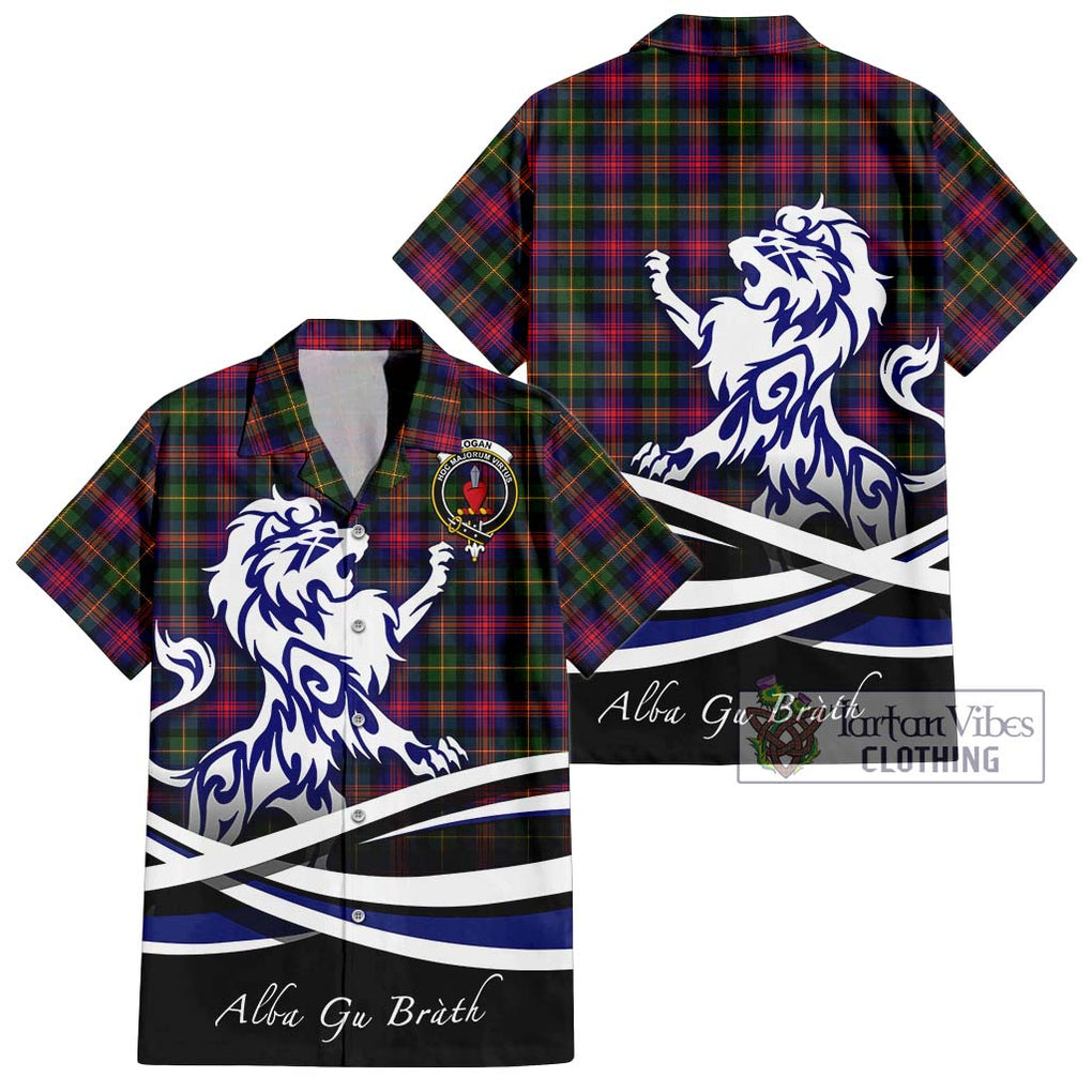 Logan Tartan Short Sleeve Button Shirt with Alba Gu Brath Regal Lion Emblem Kid - Tartanvibesclothing Shop