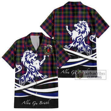 Logan Tartan Short Sleeve Button Shirt with Alba Gu Brath Regal Lion Emblem