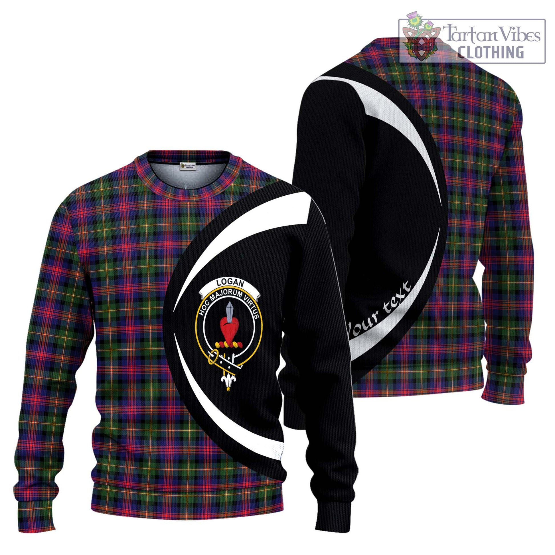 Logan Tartan Ugly Sweater with Family Crest Circle Style Unisex - Tartan Vibes Clothing