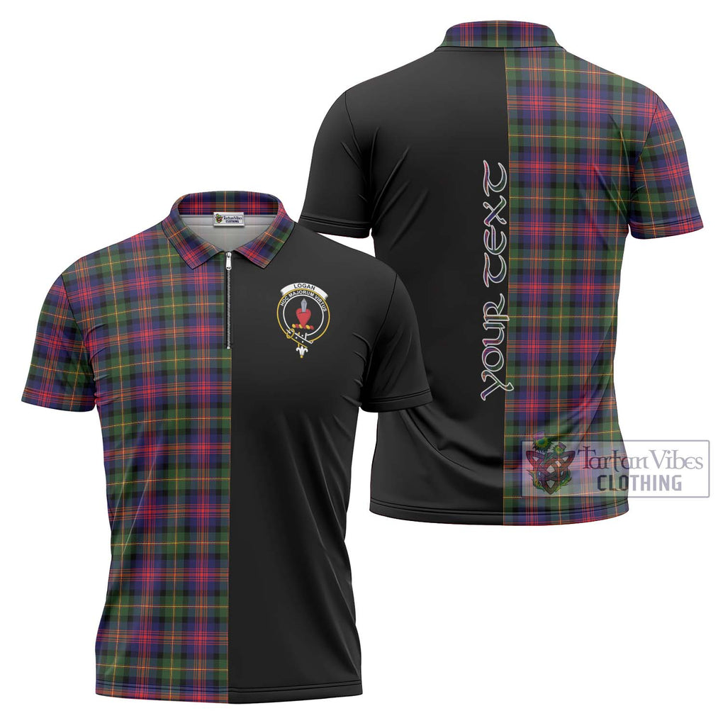 Logan Tartan Zipper Polo Shirt with Family Crest and Half Of Me Style Unisex - Tartanvibesclothing Shop