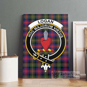 Logan Tartan Canvas Print Wall Art with Family Crest