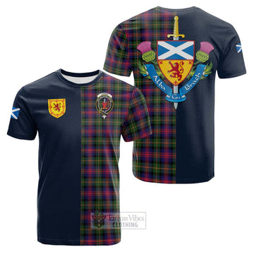 Logan Tartan Cotton T-shirt Alba with Scottish Lion Royal Arm Half Style