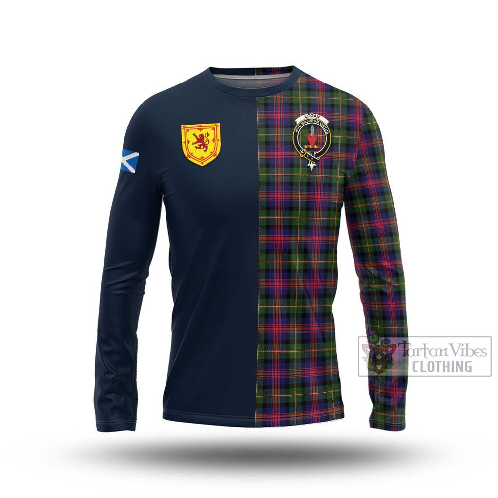 Tartan Vibes Clothing Logan Modern Tartan Long Sleeve T-Shirt with Scottish Lion Royal Arm Half Style