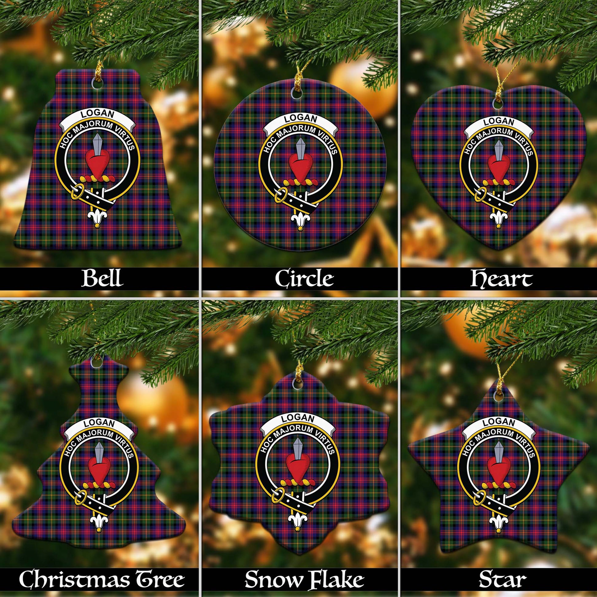 Logan Modern Tartan Christmas Ornaments with Family Crest - Tartanvibesclothing