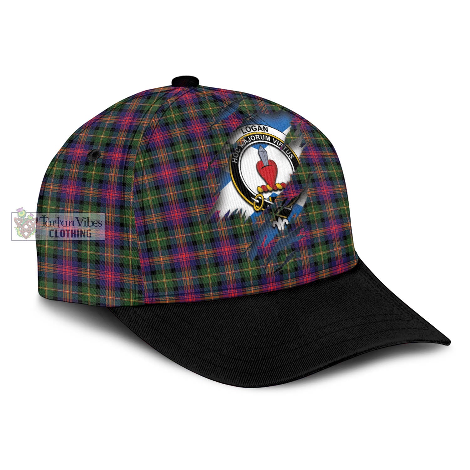 Tartan Vibes Clothing Logan Modern Tartan Classic Cap with Family Crest In Me Style