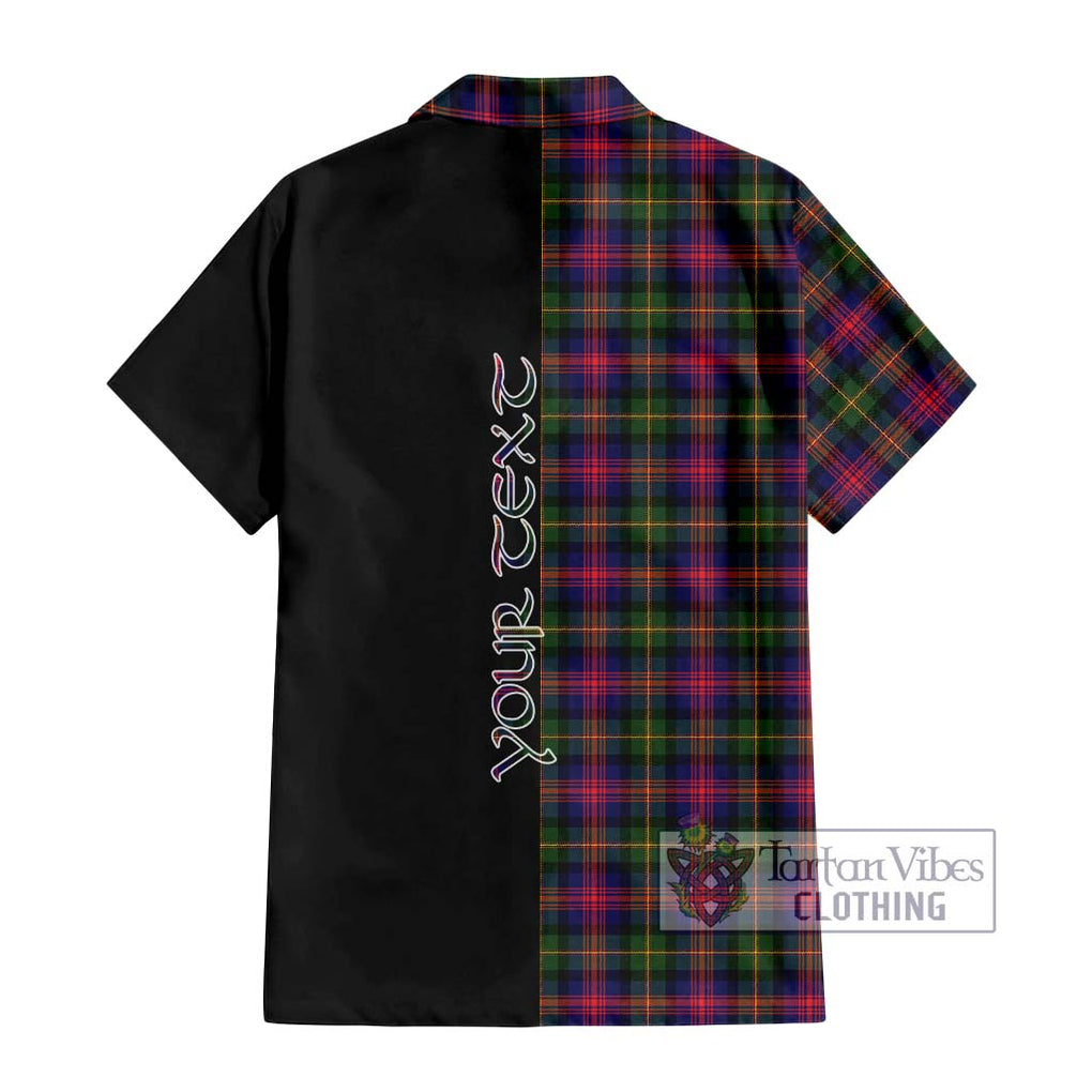 Logan Tartan Short Sleeve Button Shirt with Family Crest and Half Of Me Style - Tartanvibesclothing Shop