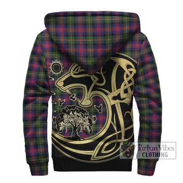 Logan Tartan Sherpa Hoodie with Family Crest Celtic Wolf Style