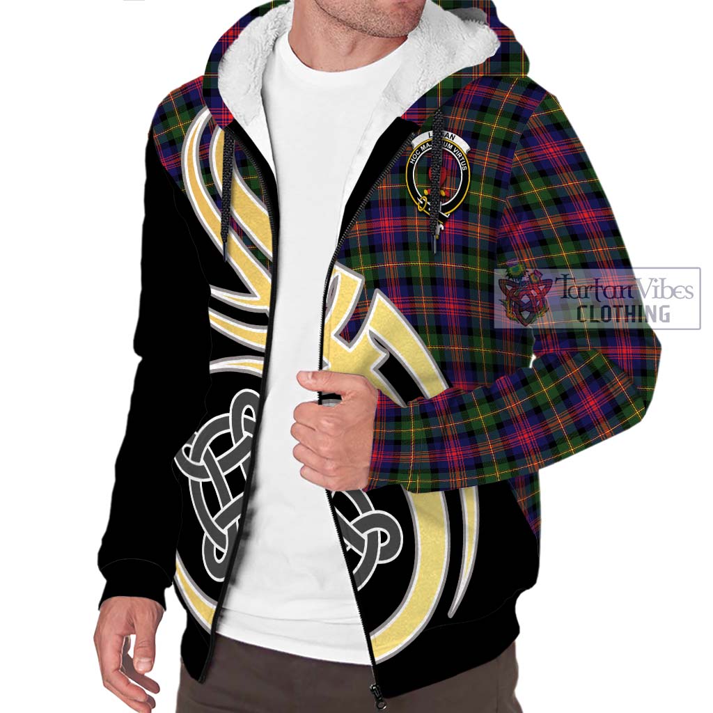 Logan Tartan Sherpa Hoodie with Family Crest and Celtic Symbol Style - Tartan Vibes Clothing