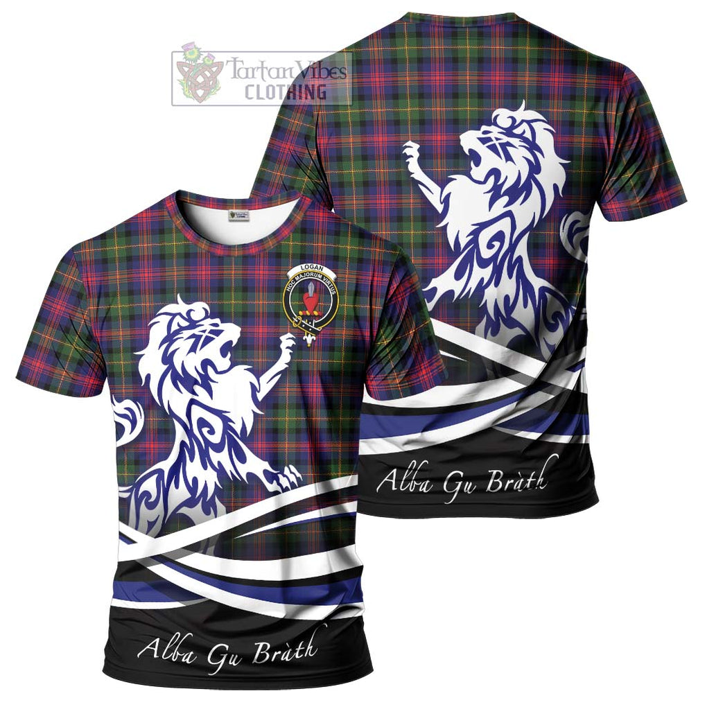 Tartan Vibes Clothing Logan Modern Tartan Cotton T-shirt with Alba Gu Brath Regal Lion Emblem