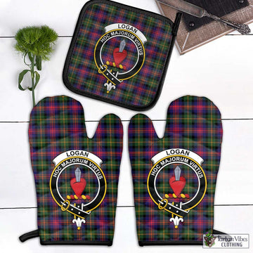 Logan Tartan Combo Oven Mitt & Pot-Holder with Family Crest Black - Tartan Vibes Clothing